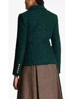 Green Double-Breasted Tweed Jacket - Jackets