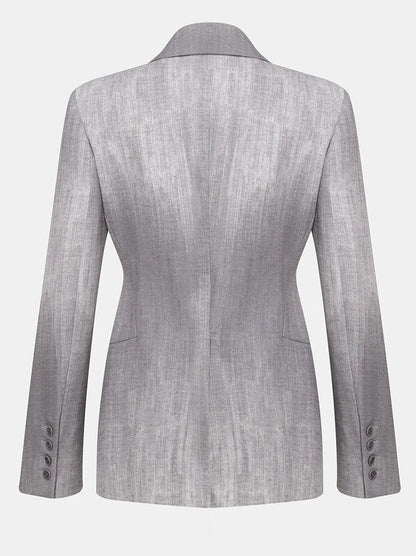 Grey-Blend Single-Breasted Woven Blazer - Jackets