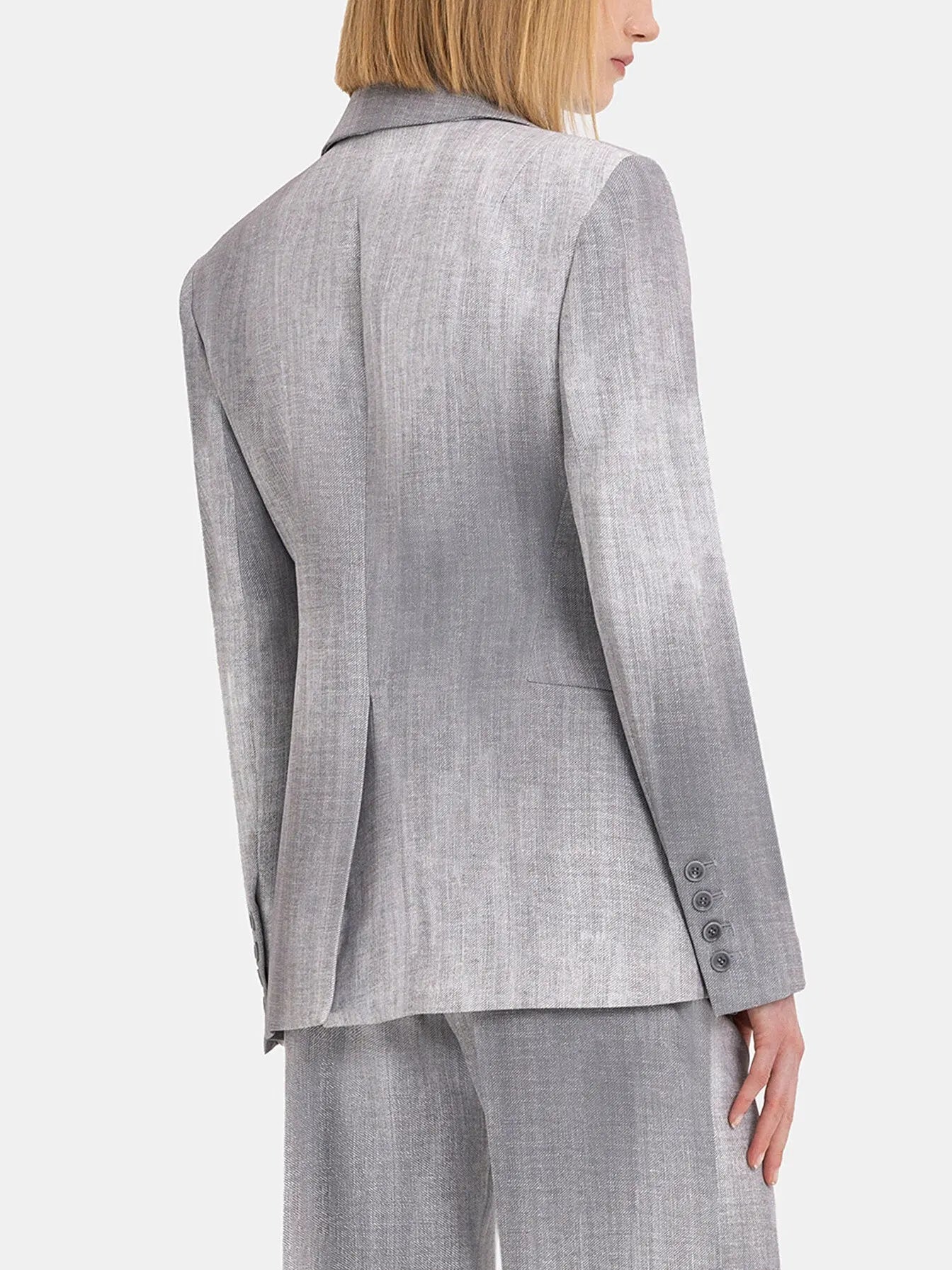 Grey-Blend Single-Breasted Woven Blazer - Jackets