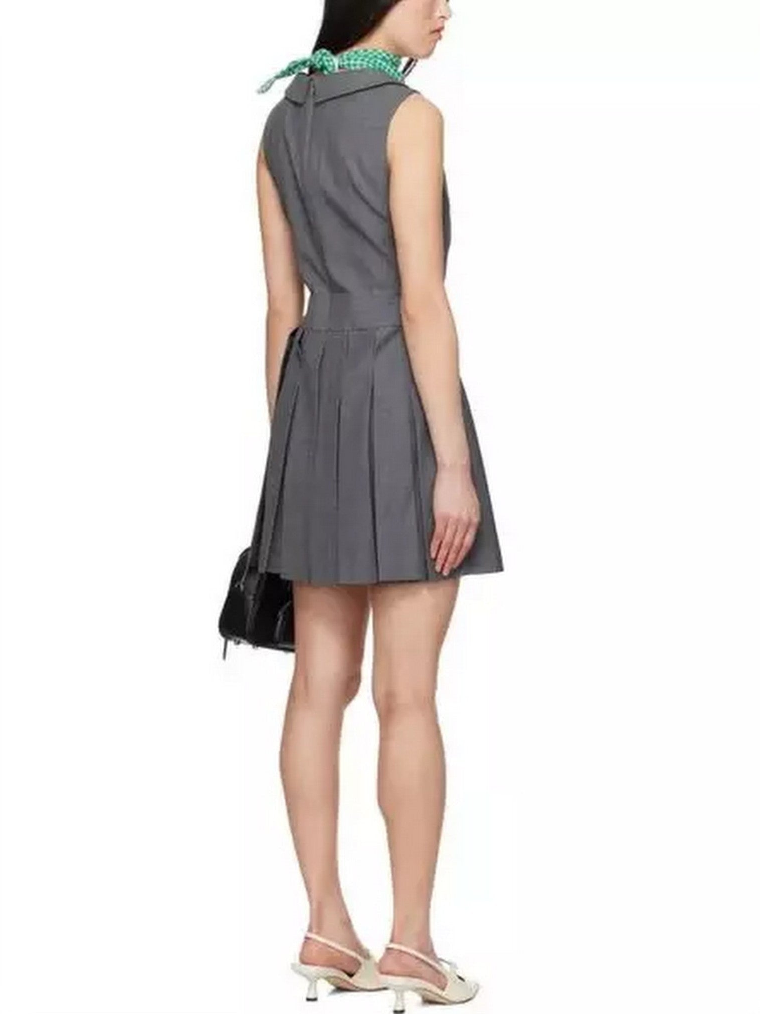 Grey Sleeveless Pleated Mini Dress - Dresses
