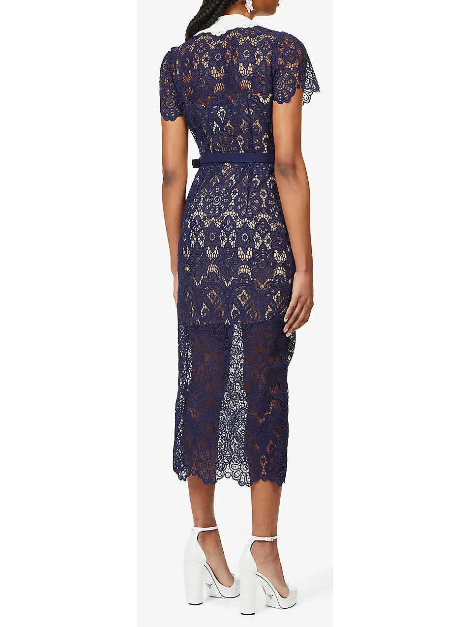 Guipure Lace Midi Dress - Dresses