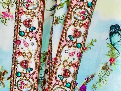 Embellished floral-patterned fabric for Halter-Neck Multicolored Floral Printed Mini Dress