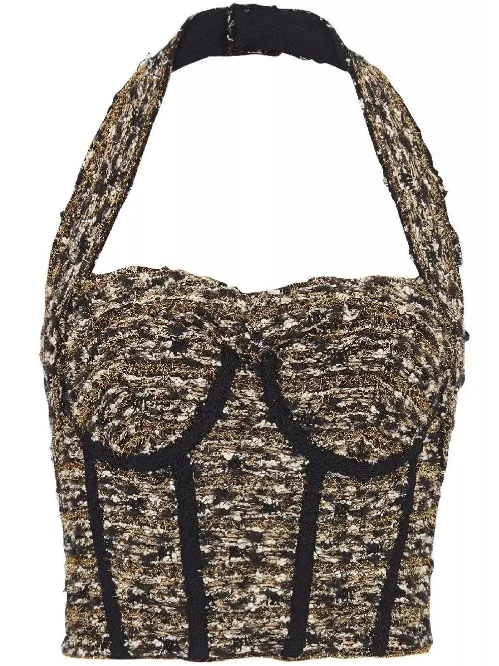 Halterneck Tweed Top - Tops