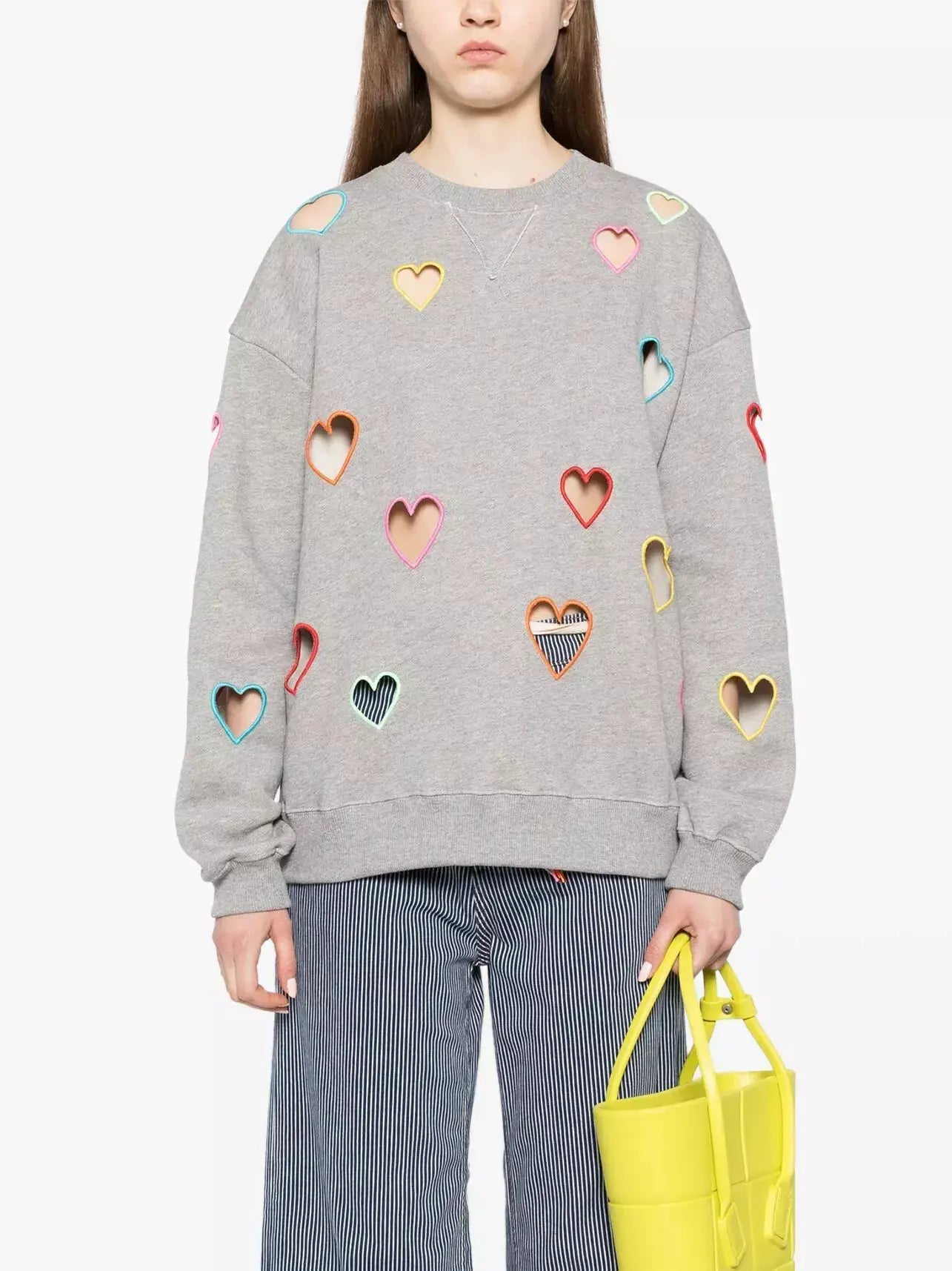 Heart-Motif Cut-Out Sweatshirt - Tops