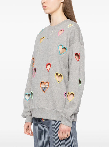 Heart-Motif Cut-Out Sweatshirt - Tops