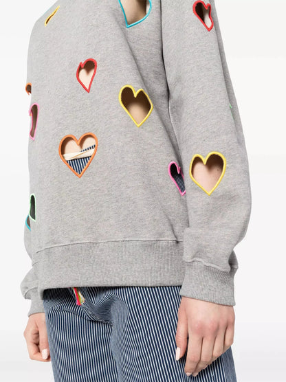 Heart-Motif Cut-Out Sweatshirt - Tops