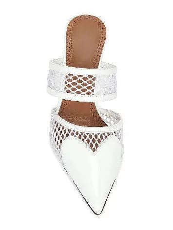 Heart Patent Leather and Mesh Pumps in White - Footwear