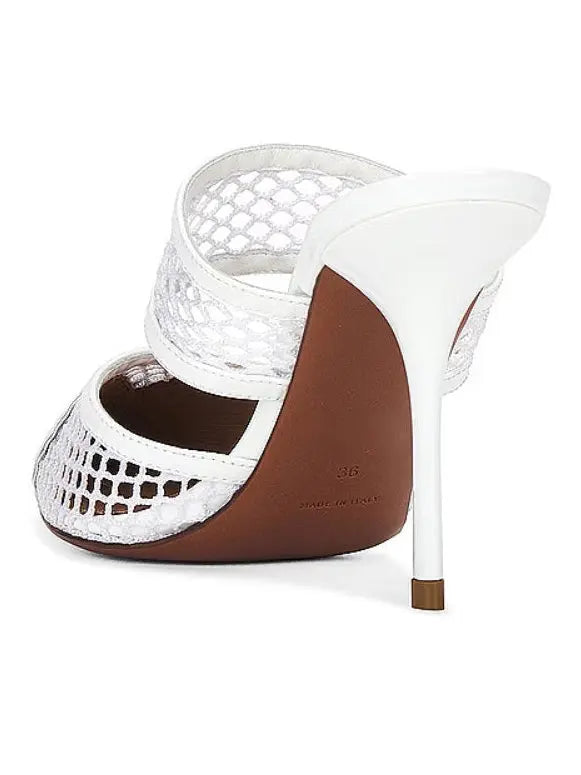 Heart Patent Leather and Mesh Pumps in White - Footwear