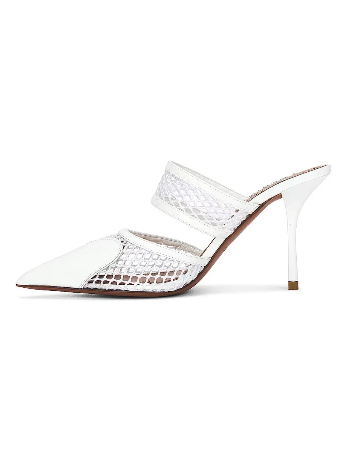 Heart Patent Leather and Mesh Pumps in White - Footwear