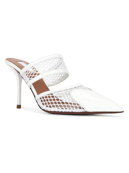 Heart Patent Leather and Mesh Pumps in White - Footwear