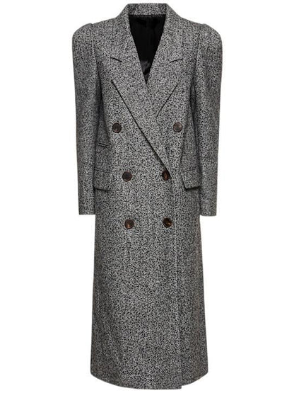 Herringbone Double-Breasted Tweed Coat - Coats