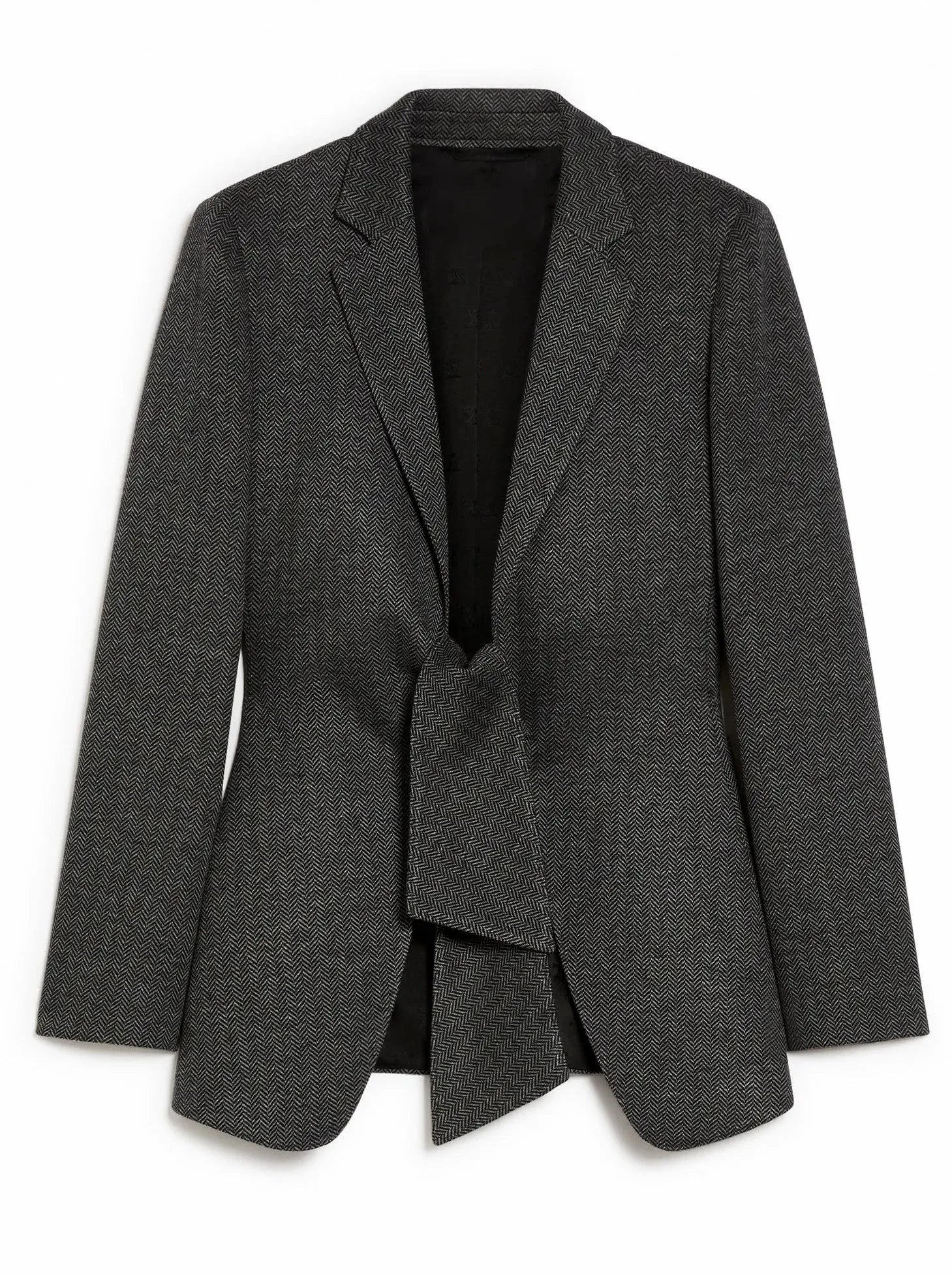 Herringbone Jersey Tie-Front Blazer - Jackets