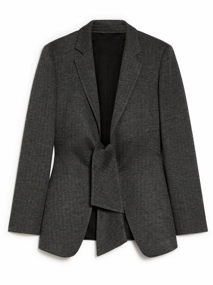 Herringbone Jersey Tie-Front Blazer - Jackets