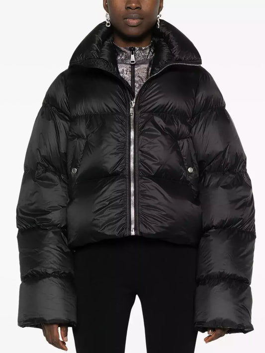 High-Neck Oversized Puffer Jacket in Black - Jackets