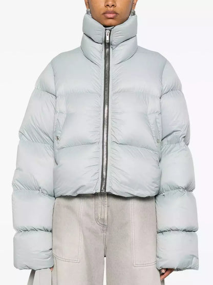 High-Neck Oversized Puffer Jacket in Light Blue - Jackets