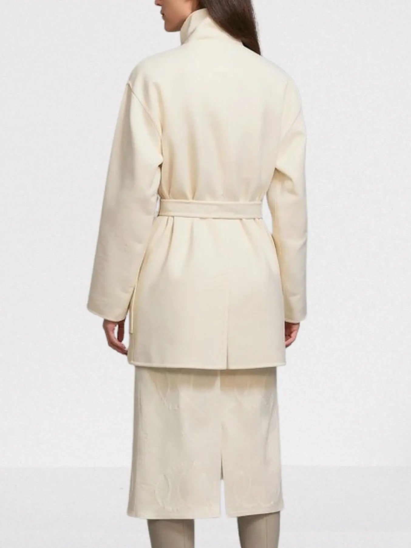 High-Neck Wool & Cashmere Short Coat - Coats