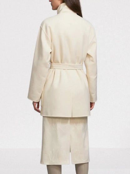 High-Neck Wool & Cashmere Short Coat - Coats