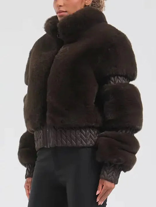 High-Pile Thick Fleece Paneled Ski Jacket - Jackets