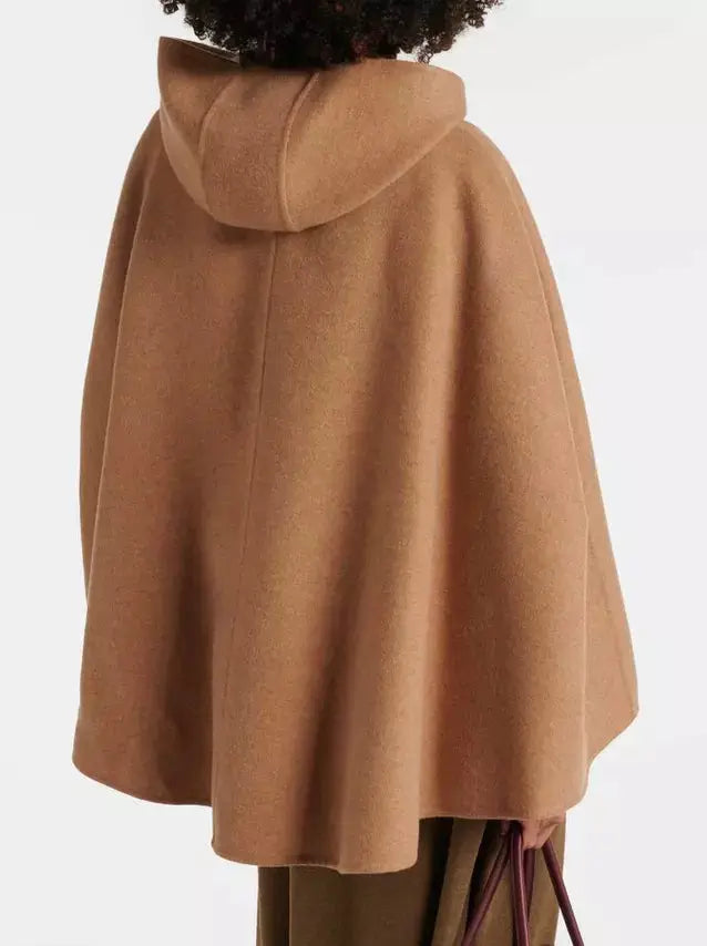 Hooded Cashmere Button-Front Cape - One size - Jackets