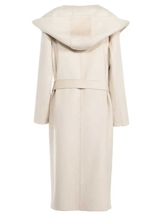 Hooded Wool Wrap Coat White or Brown - Coats