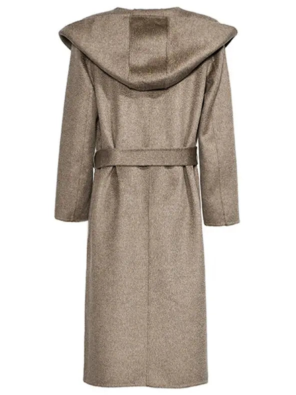 Hooded Wool Wrap Coat White or Brown - Coats