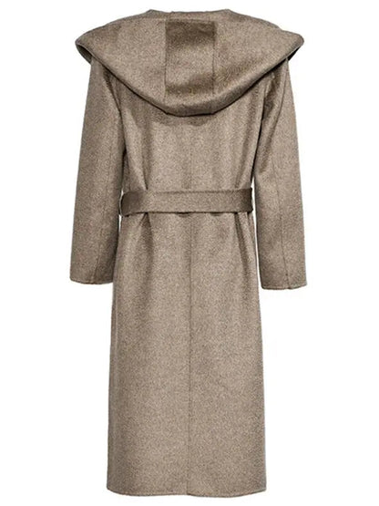 Hooded Wool Wrap Coat White or Brown - Coats