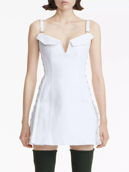 Hook & Eye Cotton Mini Dress in White - Dresses