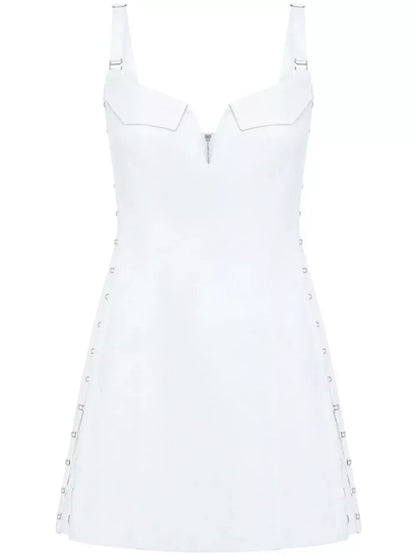 Hook & Eye Cotton Mini Dress in White - Dresses