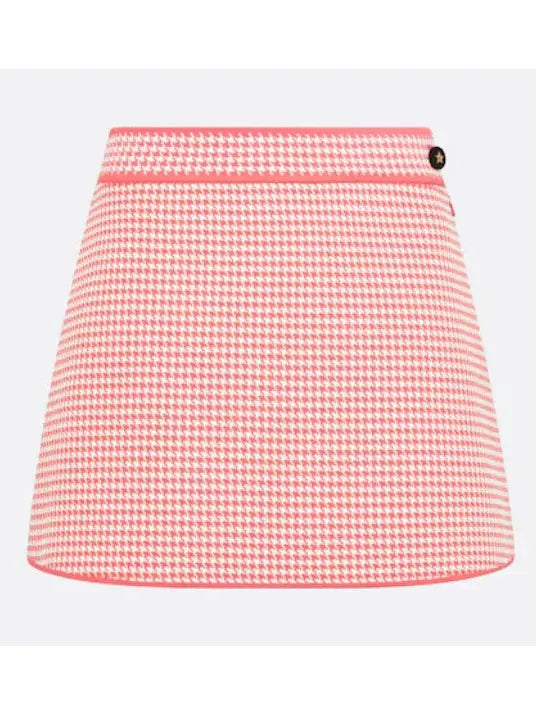 Houndstooth Technical Knit Flared Mini Skirt - Skirts