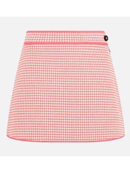 Houndstooth Technical Knit Flared Mini Skirt - Skirts