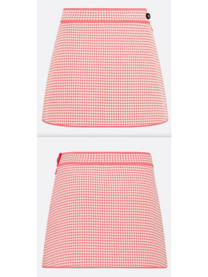 Houndstooth Technical Knit Flared Mini Skirt - small - Skirts