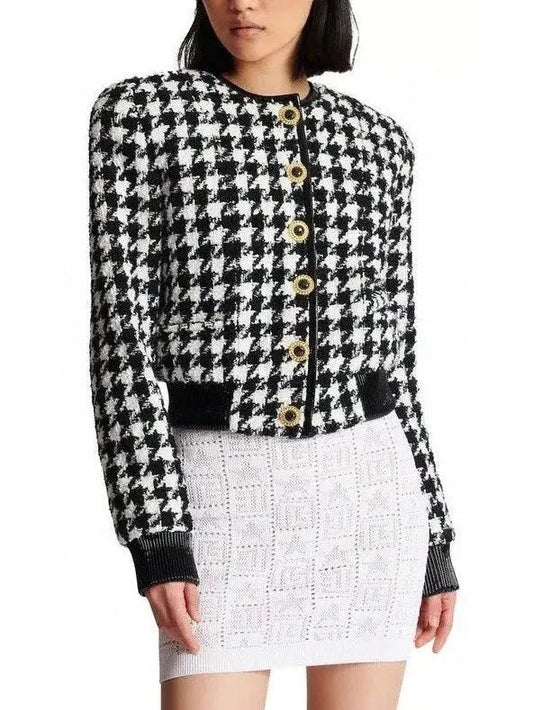 Houndstooth Tweed Jacket - Jackets