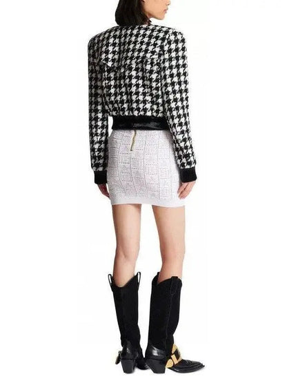 Houndstooth Tweed Jacket - Jackets