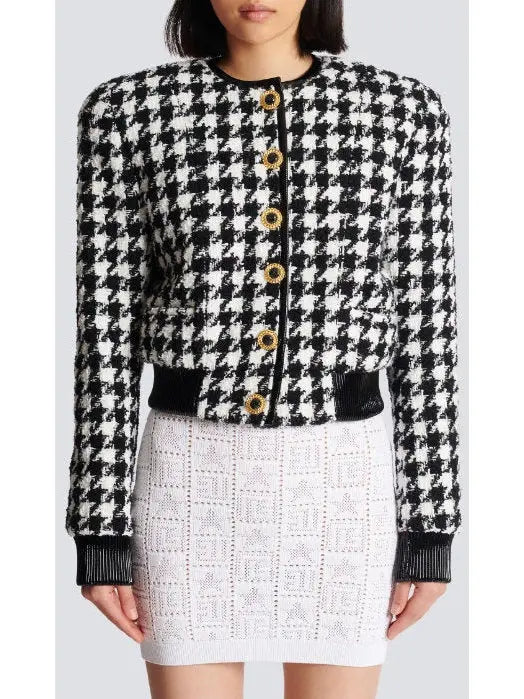 Houndstooth Tweed Jacket - Jackets