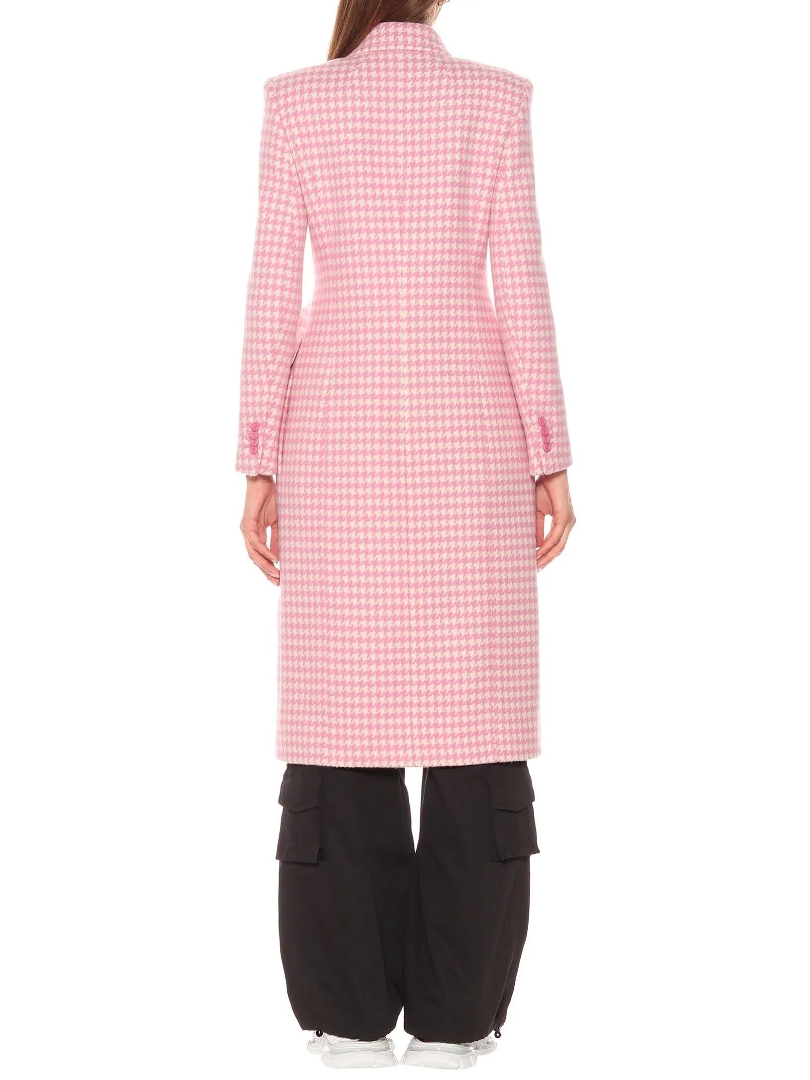 Hourglass Houndstooth Coat Pink - Coats