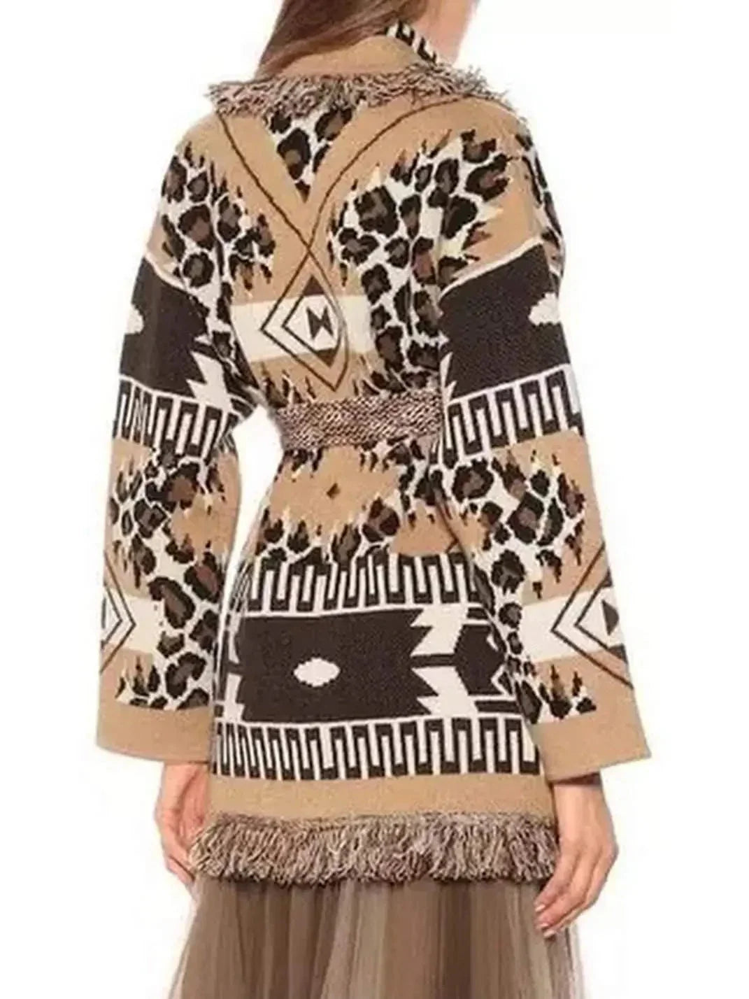 Icon Leopard Fringed Cardigan - Sweaters & Knitwear