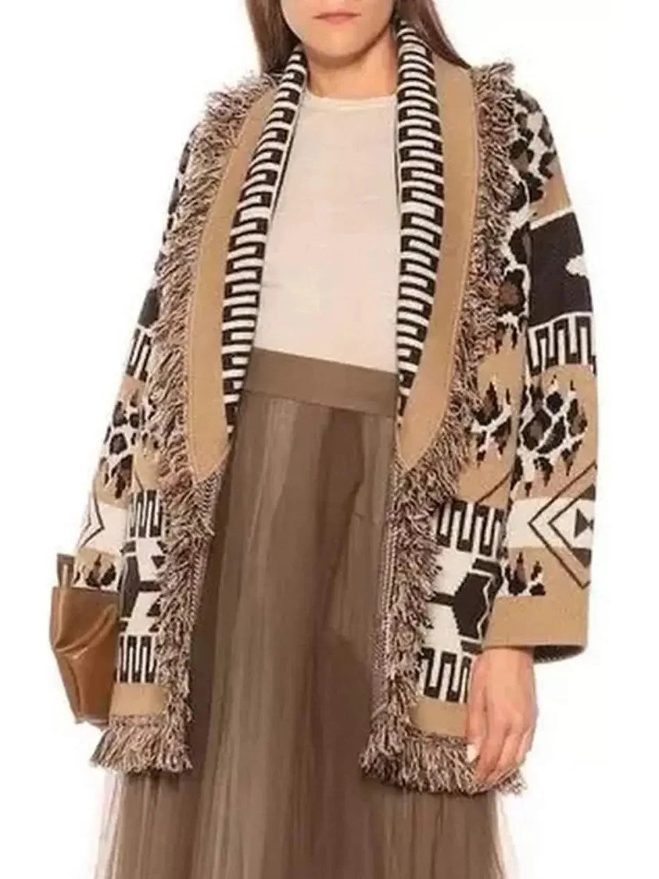 Icon Leopard Fringed Cardigan - Sweaters & Knitwear
