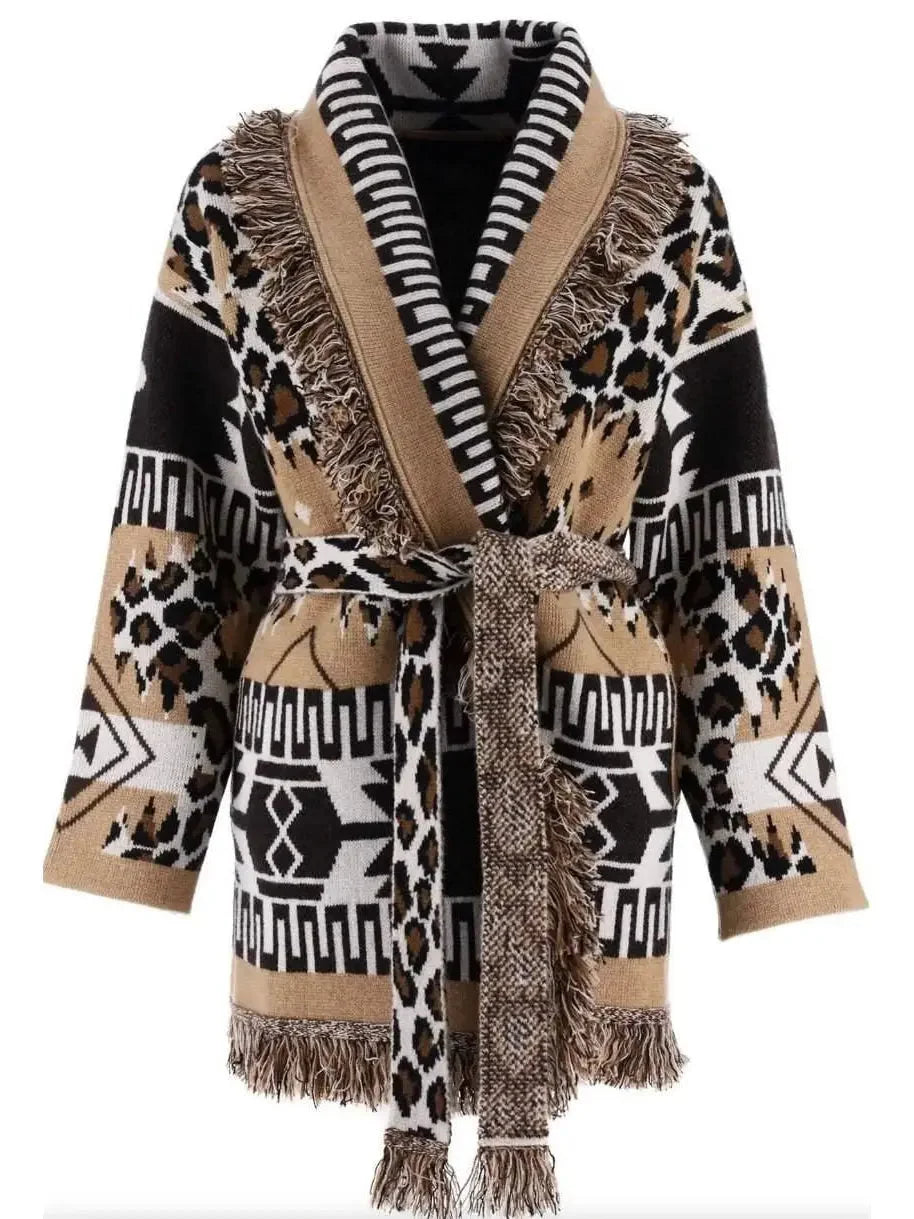 Icon Leopard Fringed Cardigan - Sweaters & Knitwear