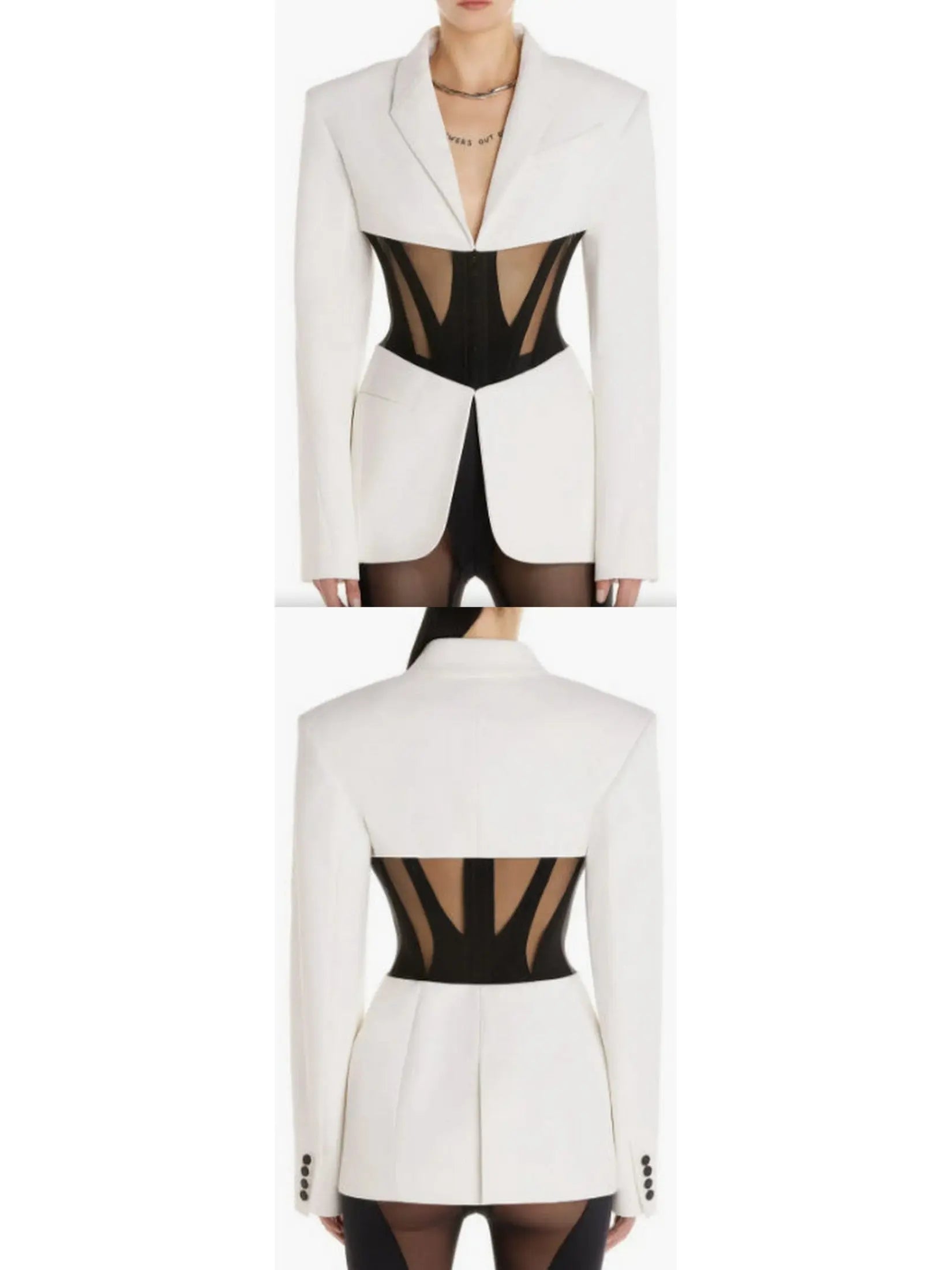 Iconic Corseted Jacket in White and Black - s - Jackets