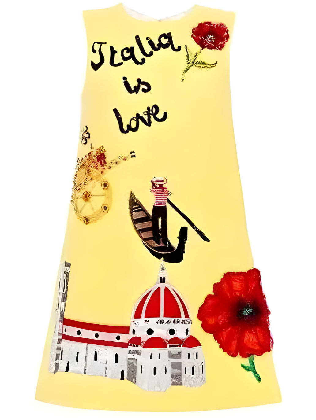 Italia is Love Embellished Mini Shift dress in Yellow - Dresses