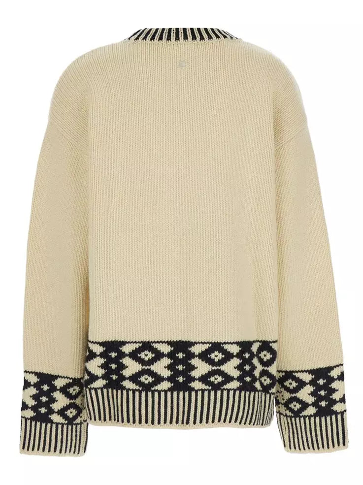 Jacquard Knit Patterned Wool Sweater - Sweaters & Knitwear