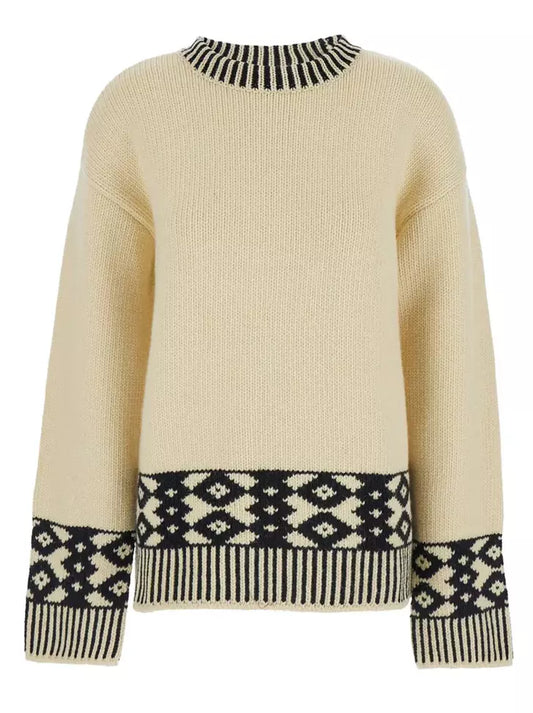 Jacquard Knit Patterned Wool Sweater - Sweaters & Knitwear