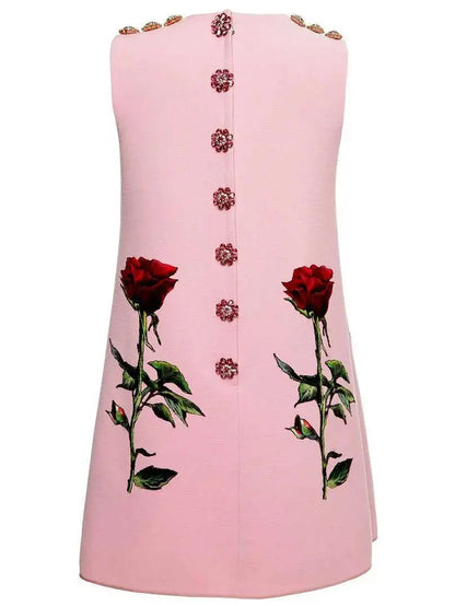 Je T’Aime Maman Embroidered Mini Shift Dress in Pink - Dresses