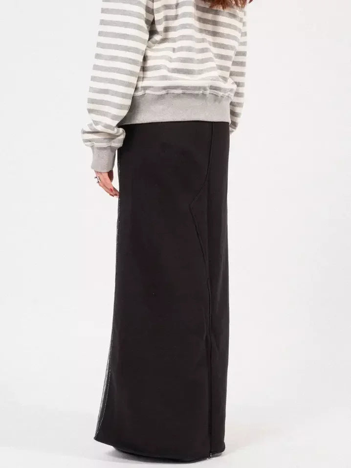 Jean-Effect Jersey Skirt with Tie-Waist - Skirts