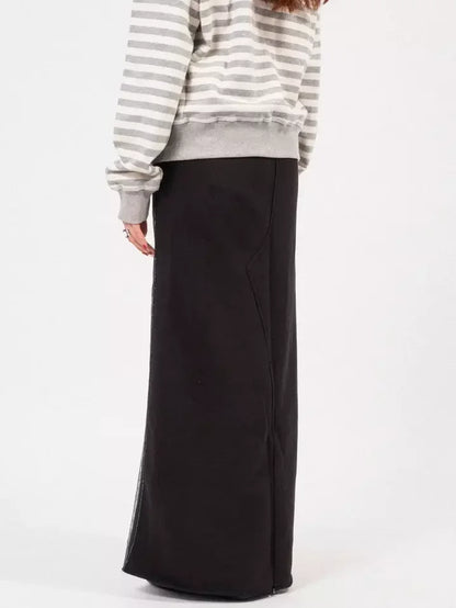 Jean-Effect Jersey Skirt with Tie-Waist - Skirts