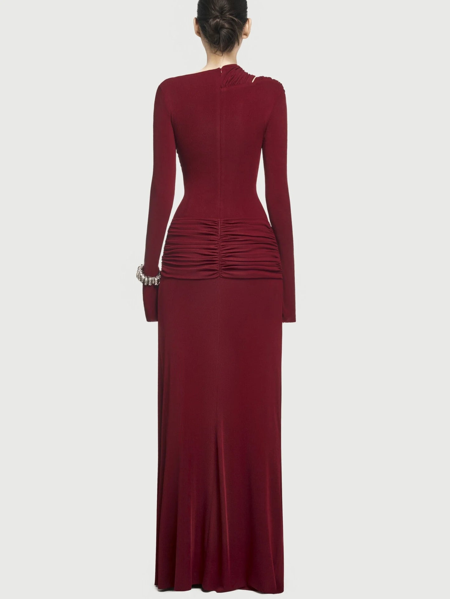 Jersey Asymmetrical Ruched Draped Maxi Dress - Dresses