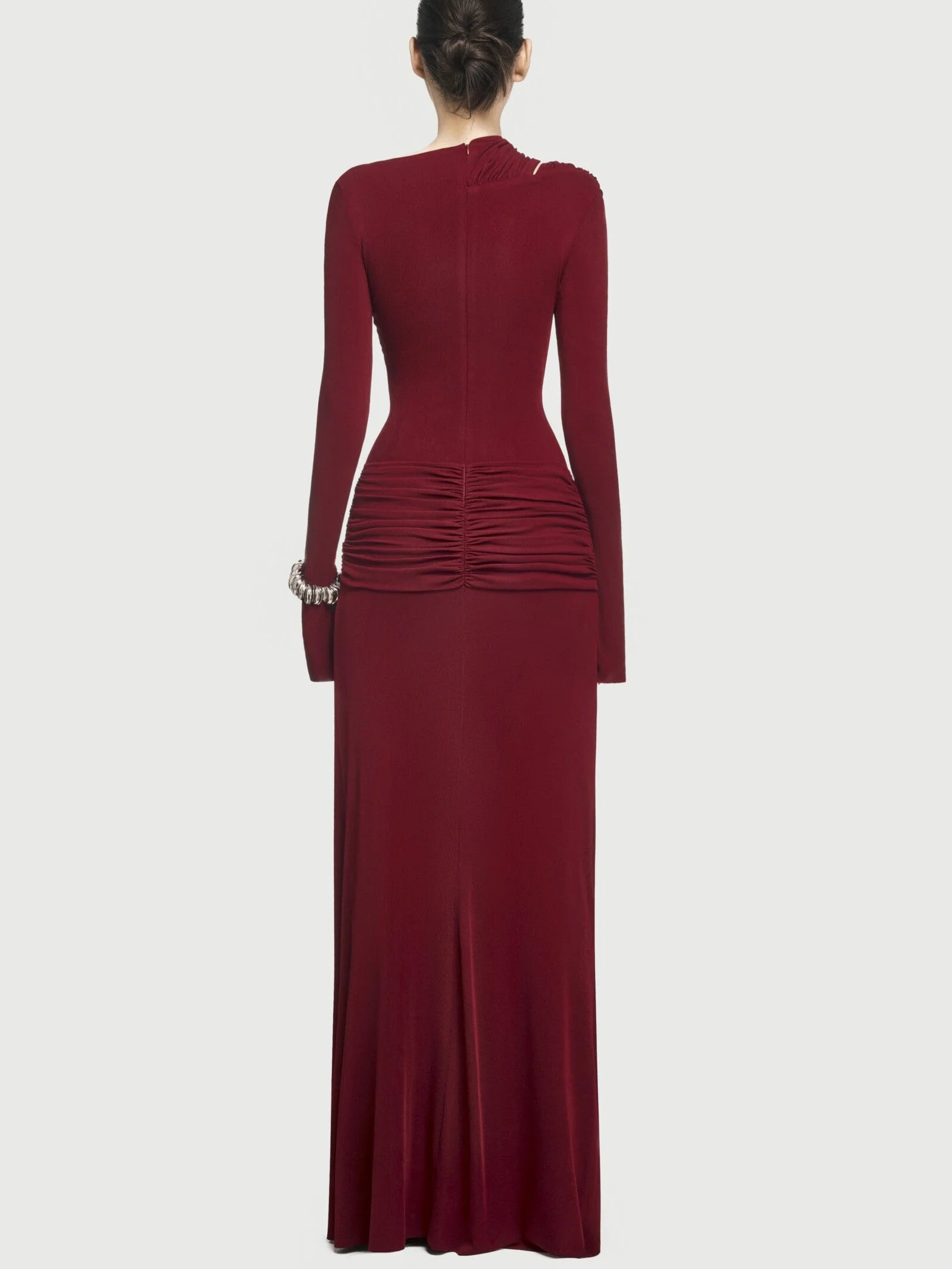 Jersey Asymmetrical Ruched Draped Maxi Dress - Dresses