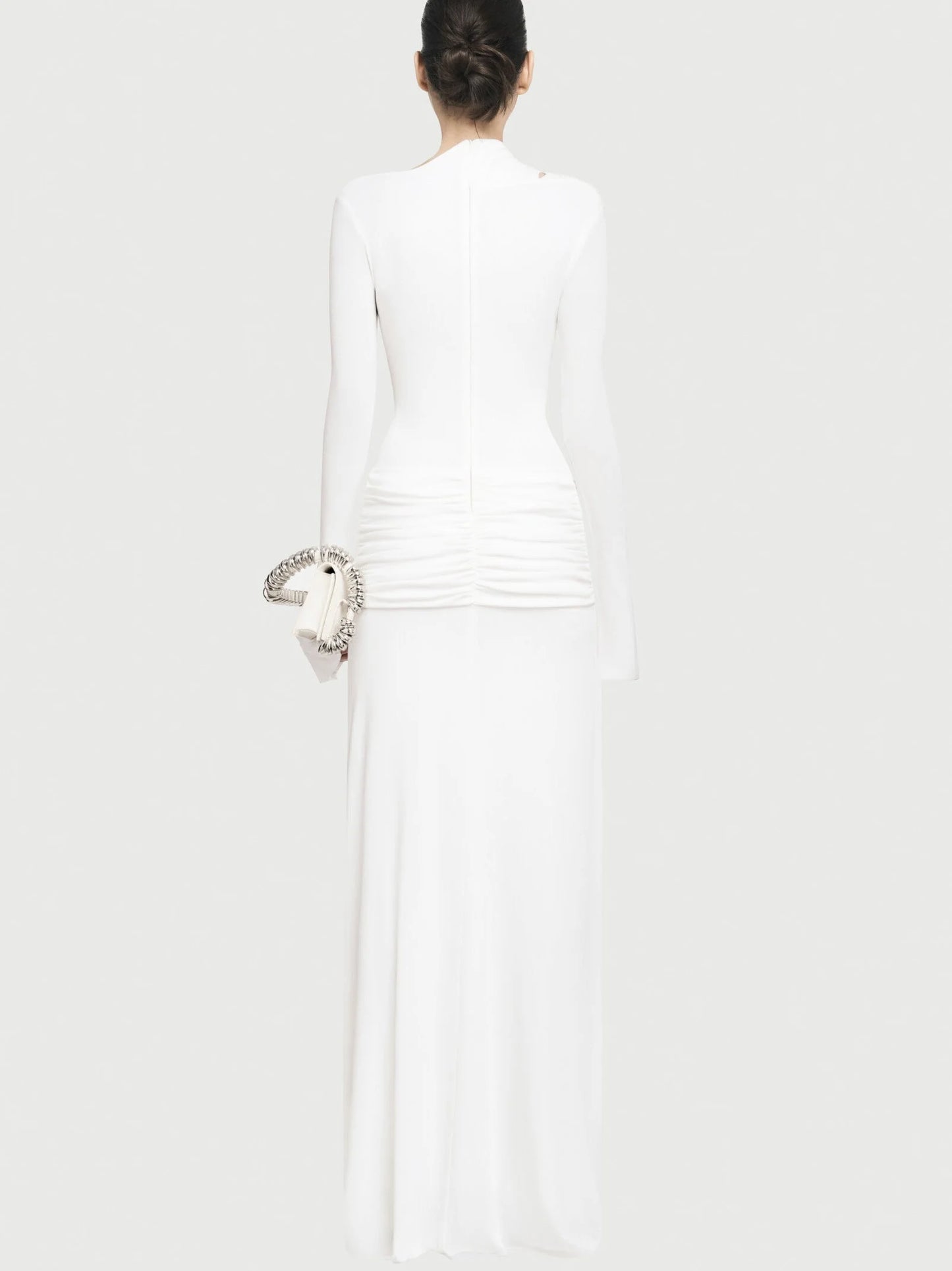 Jersey Asymmetrical Ruched Draped Maxi Dress - Dresses