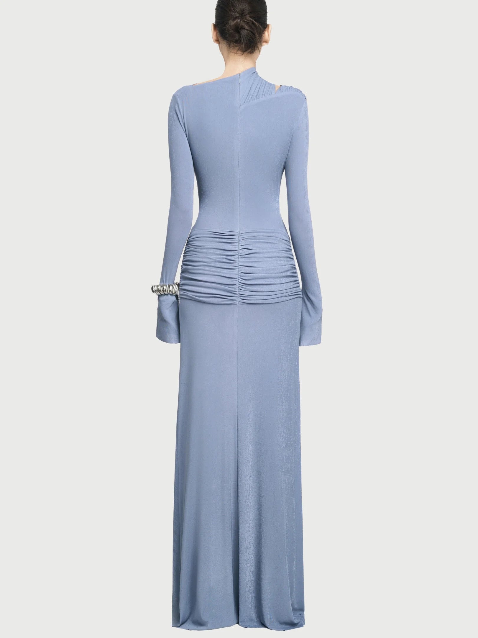 Jersey Asymmetrical Ruched Draped Maxi Dress - Dresses