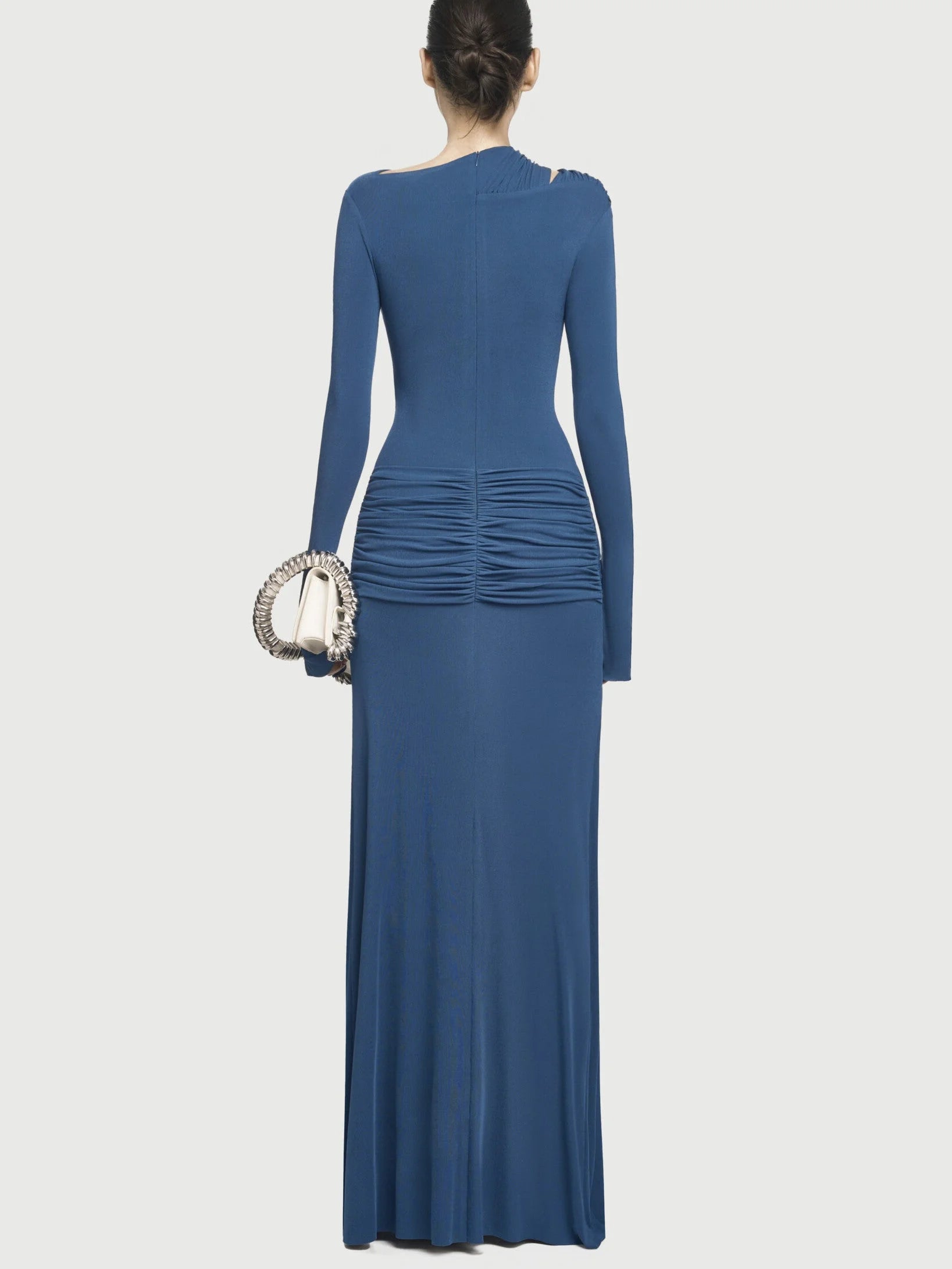 Jersey Asymmetrical Ruched Draped Maxi Dress - Dresses